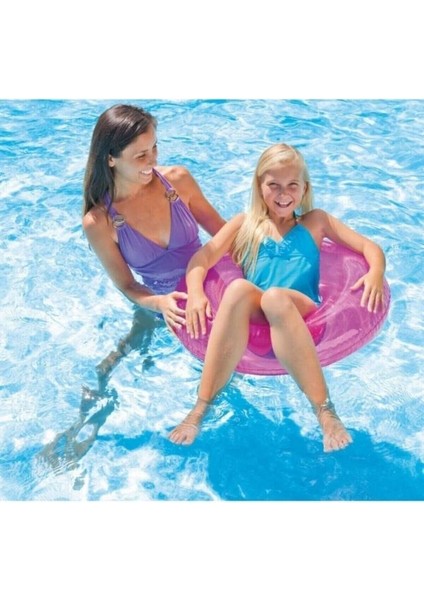 Şeffaf Baskılı Jumbo Simit 76 cm Pembe