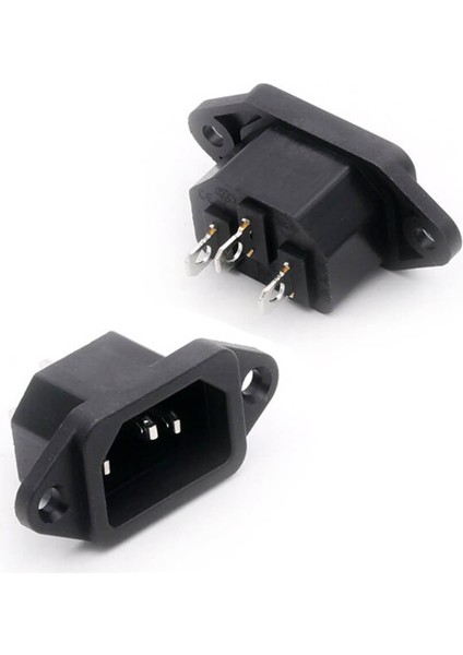 IC-212 C14 Power Soket Erkek Kulaklı 220V Lehim Tip - 5 Adet