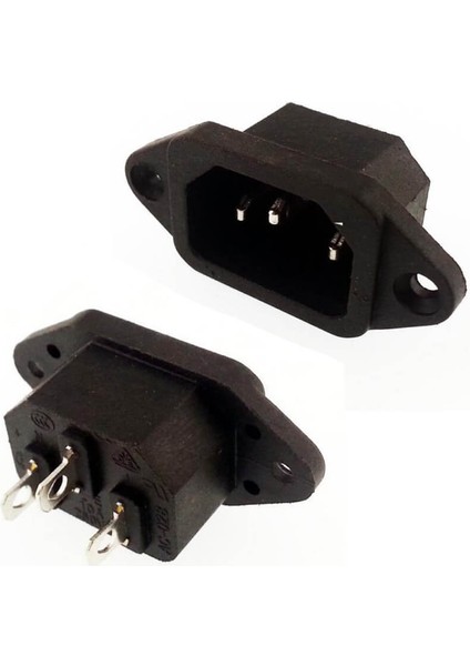 IC-212 C14 Power Soket Erkek Kulaklı 220V Lehim Tip - 5 Adet