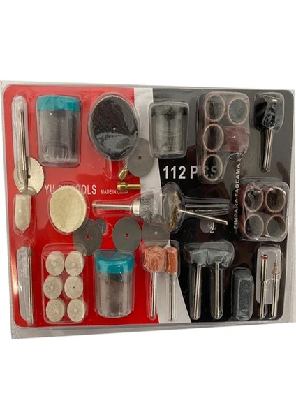 Yu-Su Tools 112 Parça Gravür Taşlama Için Mini Zımpara Gravür Makinası Uçları Full Set Testere Zımpara Fırça Vb.