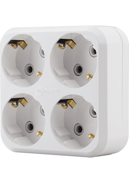 Golyat Kare Tip 4'lü Topraklı Priz Beyaz
