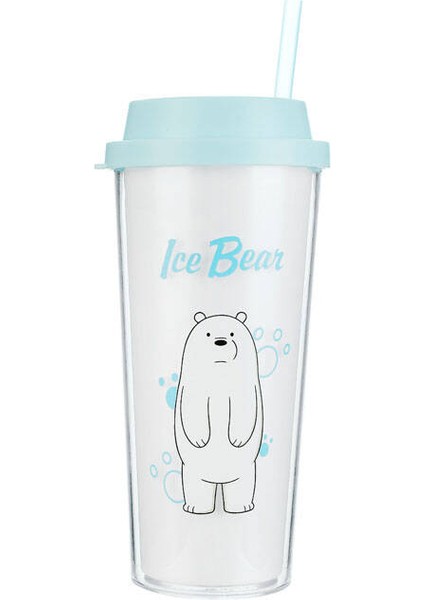 We Bare Bears Çift Katlı Pipetli Şişe 550ML - Kutup Ayısı