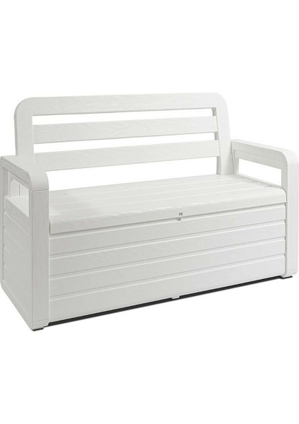 Forever Spring Sandıklı Bahçe Bankı Bahçe Depolama Sandığı 270L Beyaz