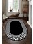 Siyah-Beyaz Damla Desenli Oval Halı (Makinada Yıkanabilir Kaymaz Dot Taban) - WL1355-2 1