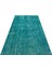 %100 Yün El Dokuma Eskitme Vintage Halı Turkuaz Rengi 138 x 253 cm 8721 1