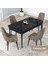 Concept Lia Serisi, 80X132 Açılabilir Mutfak Masa Takımı, Siyah Mermer Desen Masa 4 Sandalye 1
