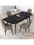 Concept Lia Serisi, 80X132 Açılabilir Mutfak Masa Takımı, Siyah Mermer Desen Masa 4 Sandalye 2