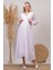 Kadın Beyaz Kruvaze Yaka Baby Shower Şifon Hamile Elbise HML003 1