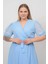 Kadın Bebe Mavisi Kruvaze Yaka Büyük Beden Şifon Elbise NB8062 5