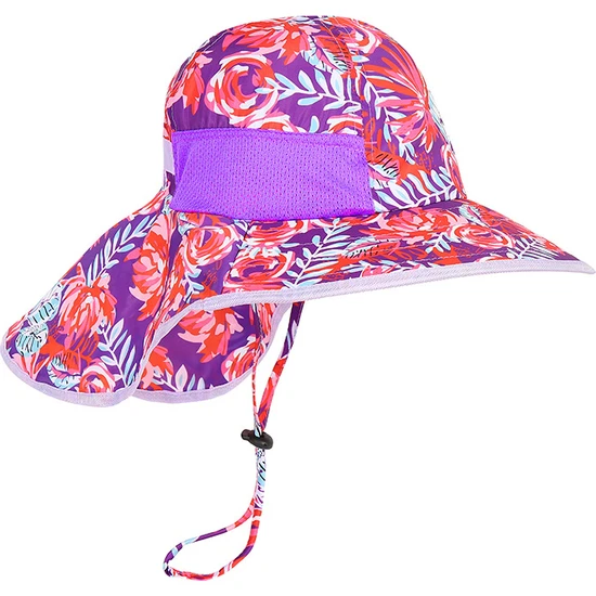 FIY Çocuk Şapkası Açık Boyun Koruması Yaz Güneş Şapkası Uv Koruması Nefes Alabilir Örgü Şapka 56-58CM