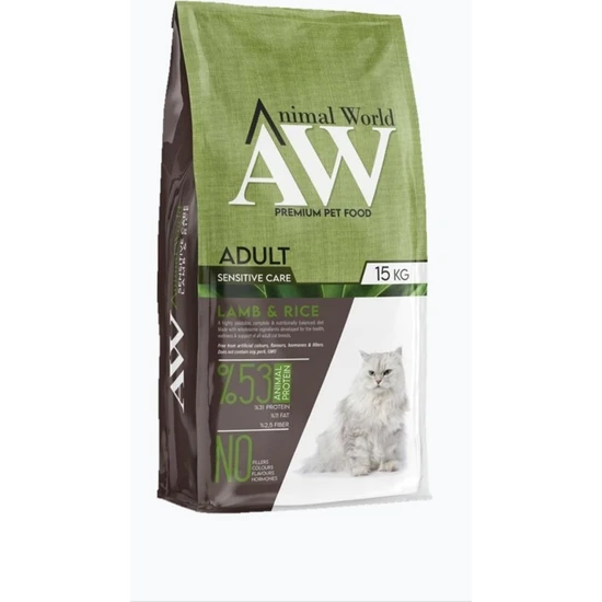 Animal World Kuzu Etli Pirinçli Yetişkin Kedi Maması 15 kg