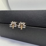 AtelierGinger's Çelik Full Taşlı Ağaç Model Gold Küpe