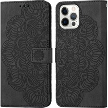 Yue Store iPhone 13 Pro Max Siyah Için Mandala Deri Kılıf (Yurt Dışından)