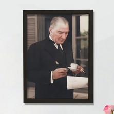 Doğal Çam Ağacı Çerçeveli Atatürk Tablo