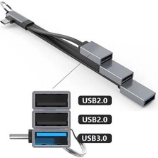 Flagen Type-C To 1x USB 3.0 1x USB 2.0 Otg Macbook Uyumlu Kablolu Çevirici Adaptör