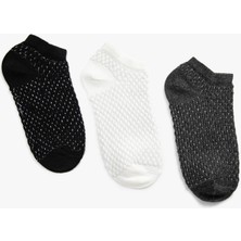 Koton Koton 3'lü Patik Çorap Seti Simli Desenli