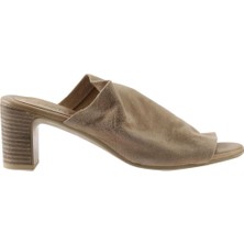 Bueno Shoes Bej Süet Kadın Topuklu Terlik