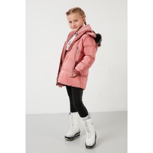 Lela Tüylü Kapüşonlu Cepli Şişme Mont Kız Çocuk Mont 5766038