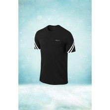 Poseidon Storm Büyük Beden Erkek Siyah Dri-Fit Kumaş Bisiklet Yaka Kısa Kol Günlük Rahat T-Shirt    (4xl- 10XL)