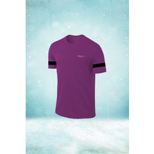 Poseidon Storm Erkek Mor Dri-Fit Kumaş Sıfır Yaka Kısa Kol Yürüyüş Için Sporcu T-Shirt  S-3xl