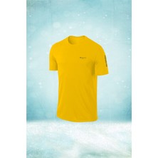 Poseidon Storm Erkek Sarı Dri-Fit Kumaş Yürüyüş ve Koşu Için Konforlu  Sıfır Yaka T-Shirt S-3xl