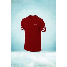 Poseidon Storm Erkek Bordo Dri-Fit Kumaş Konforlu  Sıfır Yaka Tshirt  S-3xl