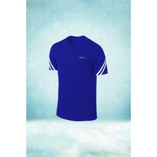 Poseidon Storm Erkek Mavi Dri-Fit Kumaş  Baskısız Bisiklet Yaka T-Shirt  S-3xl