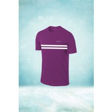 Poseidon Storm Büyük Beden Erkek Mor Dri-Fit Kumaş Düz Kısa Kol Koşu Için Konforlu T-Shirt   (4xl- 10XL)