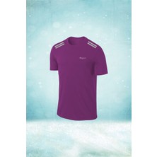 Poseidon Storm Büyük Beden Erkek Mor Dri-Fit Kumaş Yuvarlak Yaka  Şık Konforlu T-Shirt   (4xl- 10XL)