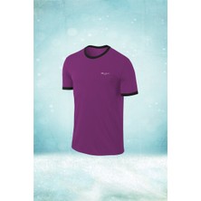 Poseidon Storm Erkek Mor Dri-Fit Kumaş Baskısız Bisiklet Yaka Yürüyüş Için Tshirt   S-3xl