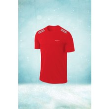 Poseidon Storm Erkek Kırmızı Dri-Fit Kumaş Spor Için Konforlu Kısa Kol T-Shirt  S-3xl