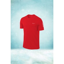 Poseidon Storm Büyük Beden Erkek Kırmızı Dri-Fit Kumaş Baskısız Yuvarlak Yaka Kısa Kol T-Shirt    (4xl- 10XL)