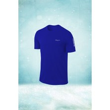 Poseidon Storm Büyük Beden Erkek Mavi Dri-Fit Kumaş Fit Yuvarlak Yaka Kısa Kol T-Shirt   (4xl- 10XL)