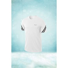 Poseidon Storm Büyük Beden Erkek Beyaz Dri-Fit Kumaş Yürüyüş Için Konforlu  Sıfır Yaka T-Shirt   (4xl- 10XL)