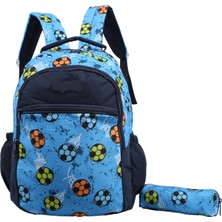 Bagacar Kids Erkek Mavi Futbol Model Kalemlikli Sırt Çantası