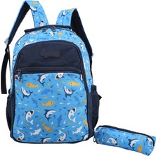 Bagacar Kids Erkek Mavi Dinazor Model Kalemlikli Sırt Çantası