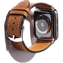 MTK Moveteck Apple Watch Kordon Ile Uyumlu 45MM 44MM 42MM Series 7, 6 5 4 3 2 1 Se, Hakiki Deri Kayış Tokalı Lüx Leather Loop Solo