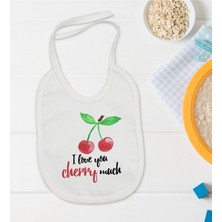Bk Kids I Love Cherry Much Tasarımlı Bebek Mama Önlüğü - Model 1