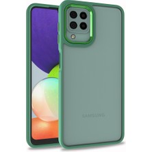 Kvy Samsung Galaxy A22 Renkli Kenarlı Parlak Flora Kılıf + Ekran Koruyucu