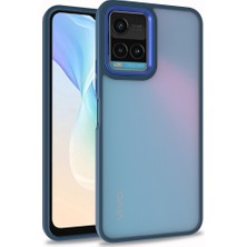 Kvy Vivo Y21S Renkli Kenarlı Parlak Flora Kılıf + Ekran Koruyucu