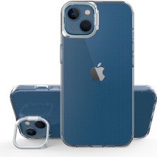 Kvy iphone 13 Kamera Standlı Renkli Kenar Şeffaf Skuba Kılıf