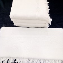 AY Home  Kanaviçe Işleme Kadife Soft Krem Havlu Seti 6 Adet 50 x 90 cm