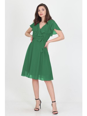 Neşeli Butik Kadın Bağlama Detaylı Astarlı Mezuniyet Elbisesi RY8081