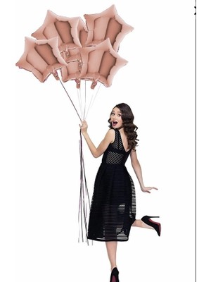 Deniz Party Store Yıldız Folyo Balon 5 Adet 45 cm 18" Inç  Rose Gold Renk