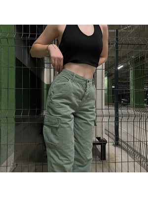 Touz Moda Y2K Yeşil Kargo Pantolon