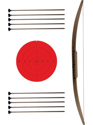 Doğal Ahşap Ok Yay Hedef Seti, 1 Adet Yay + 10 Adet Ok + Hedef
