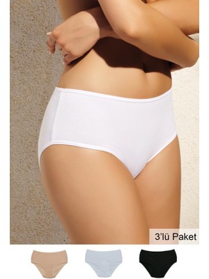 Pierre Cardin Maxi Cut 3'lü Ekonomik Paket Yüksek Bel Pamuklu Basic Slip Külot