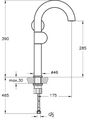 VitrA Liquid A4279139 Yüksek Lavabo Bataryası, Sağdan Kullanım, Parlak Siyah