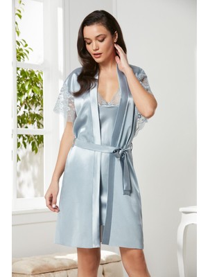 Pierre Cardin Mist Saten Dantelli Gecelik Sabahlık Takım 4438