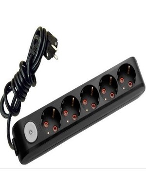 Viko Multi-Let Beşli Priz 5'li Anahtarlı Topraklı Çocuk Korumalı Kablolu Grup Priz 5 Metre Siyah